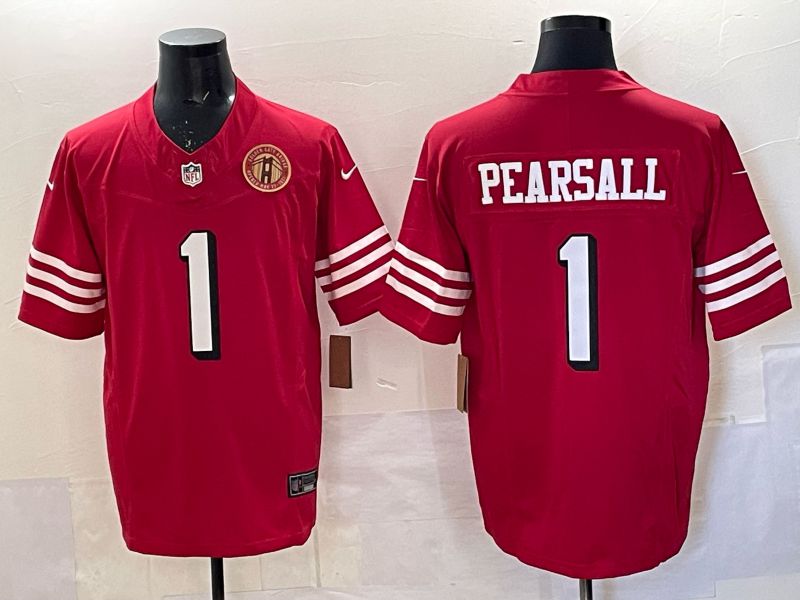Men 2025 San Francisco 49ers #1 Pearsall red 3th generation Nike Limited NFL Jersey style  0016